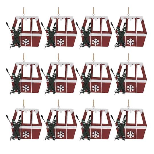 Red & White Metal Gondola Christmas Ornaments, 12ct.